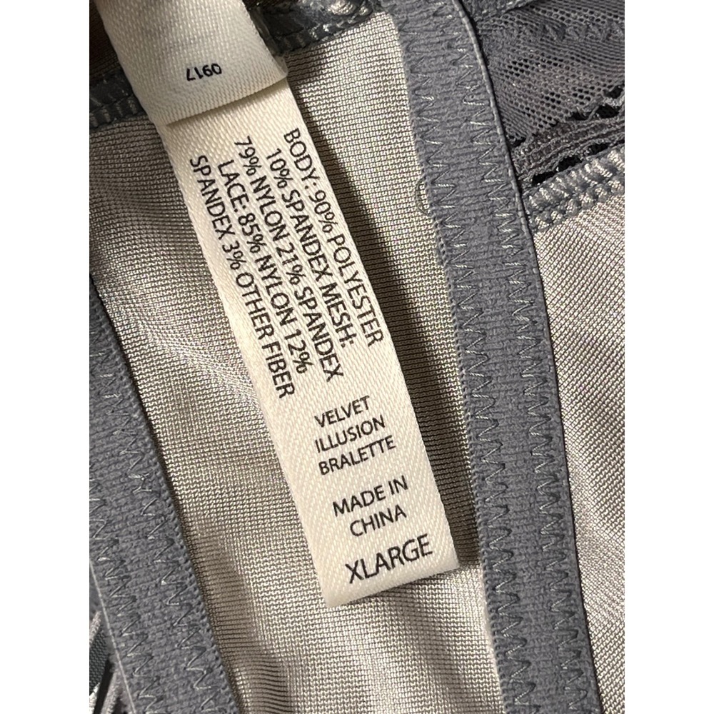 Soma XL Velvet Illusion Silver Velvet Lace Trim Bralette Soft Lingerie‎ - Picture 7 of 9